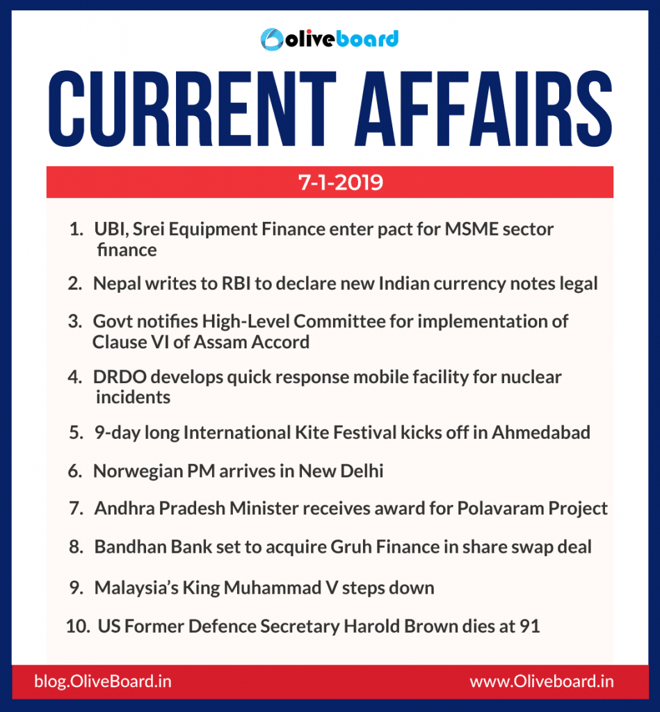 Current Affairs: 07 January 2019