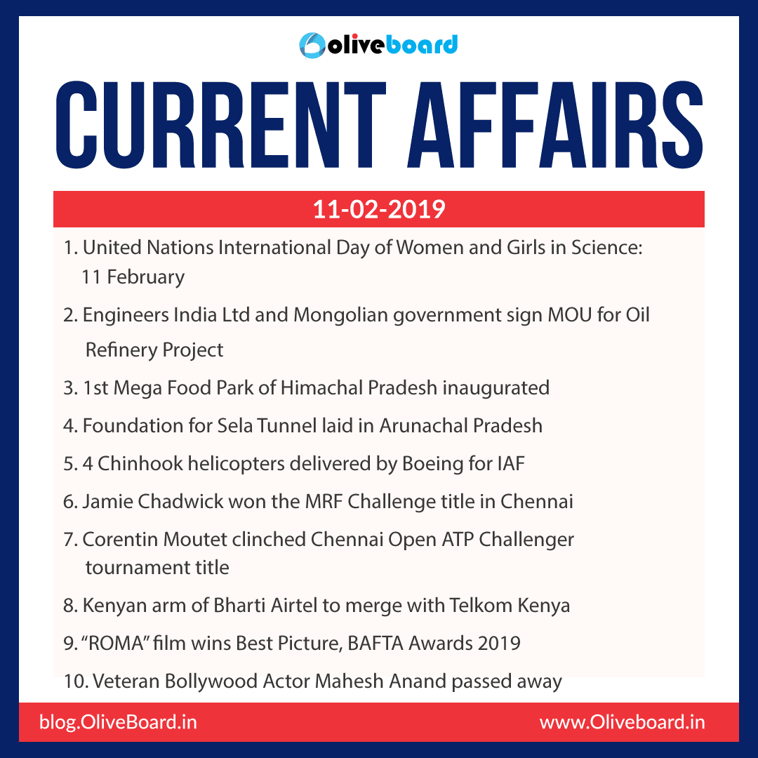 Current Affairs: 11 February 2019