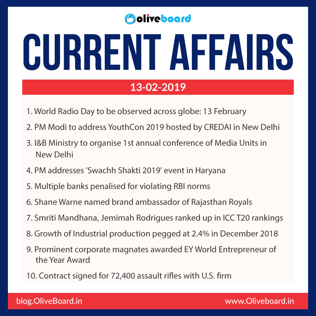 Current Affairs: 13 February 2019