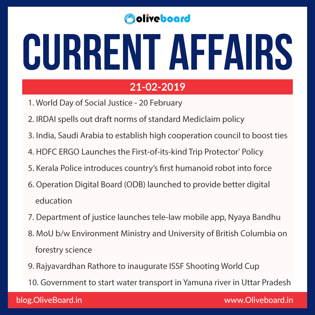 Current Affairs: 21 February 2019