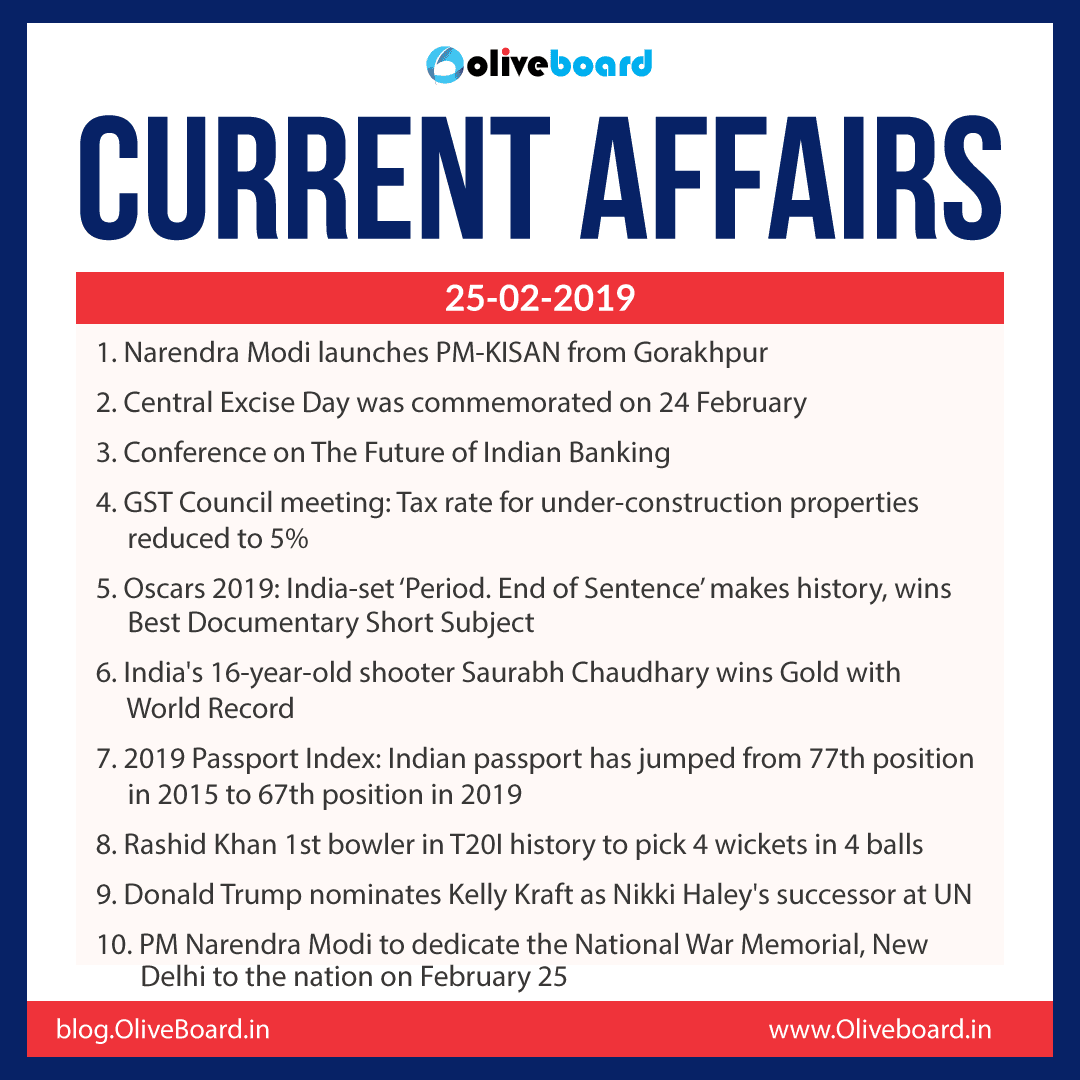 Current Affairs: 25 February 2019