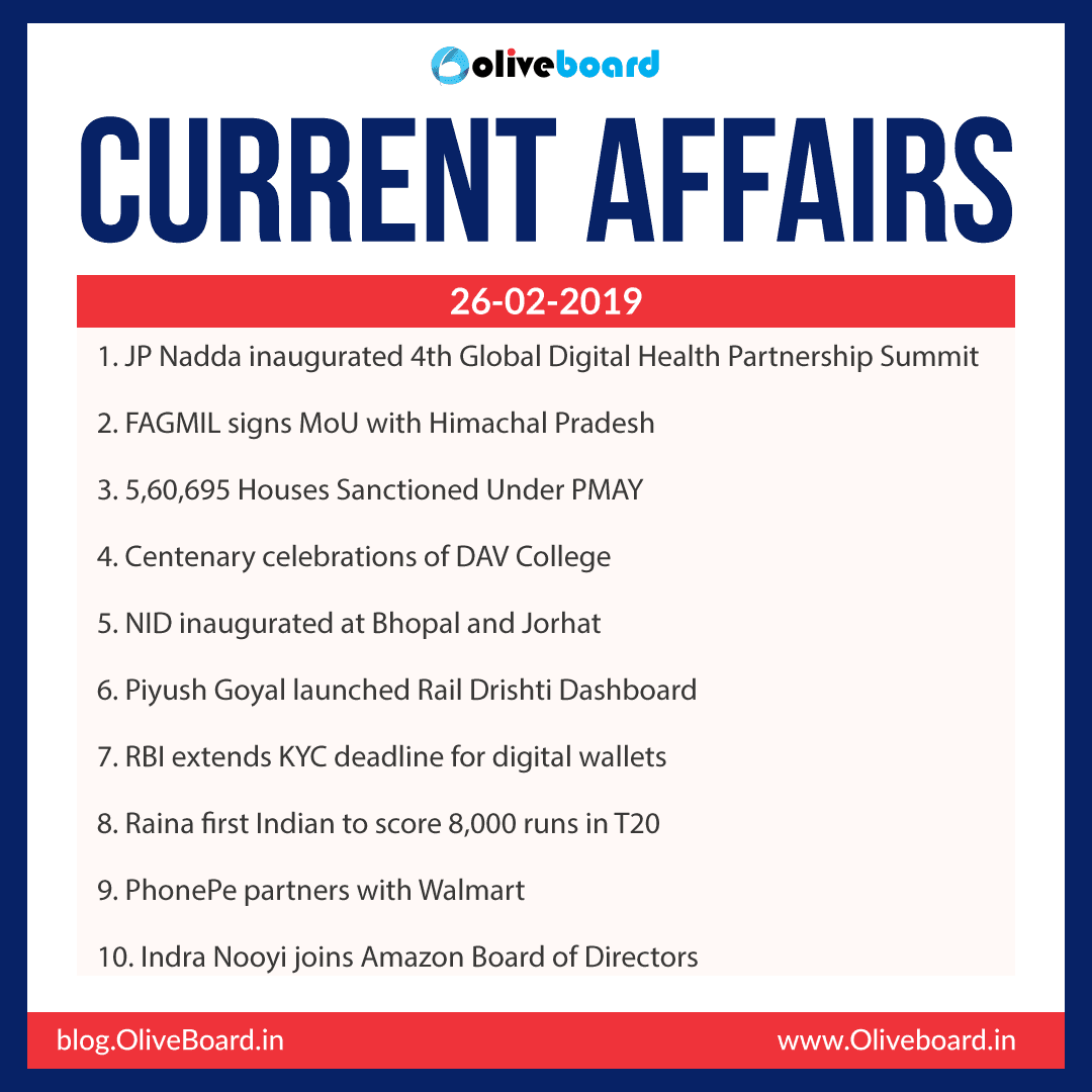 Current Affairs: 26 February 2019