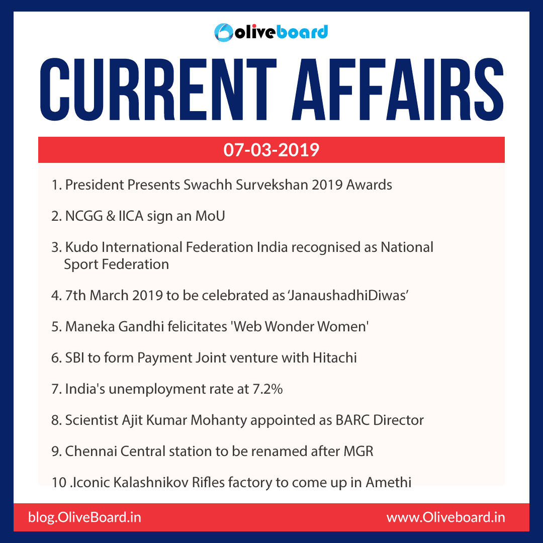 Current Affairs: 07 March 2019