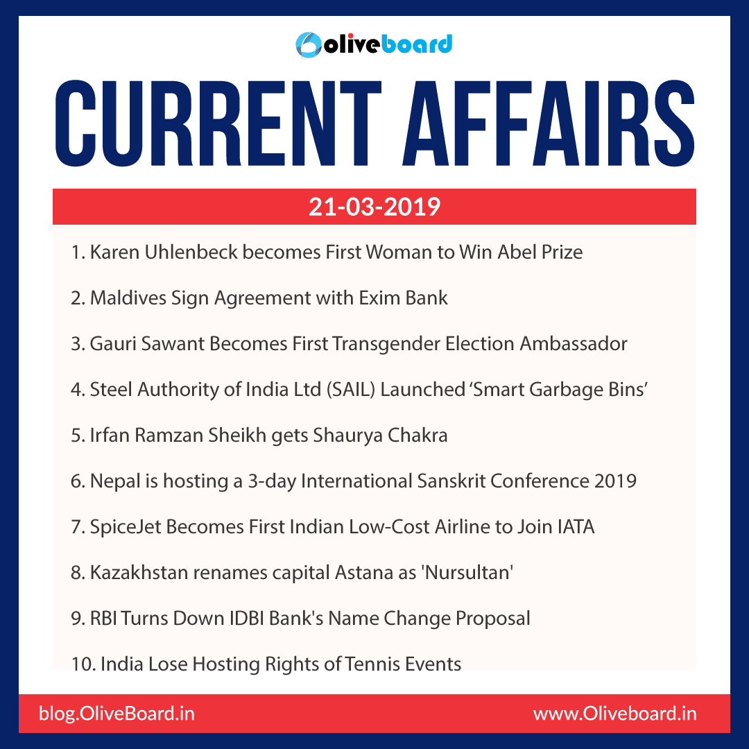 Current Affairs: 21 March 2019