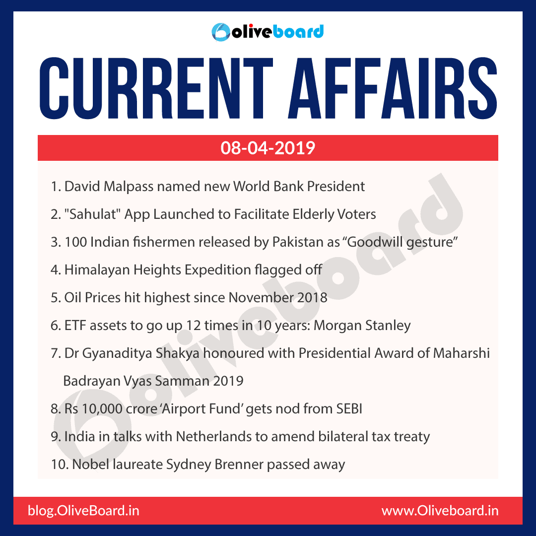 Current Affairs: 08 April 2019