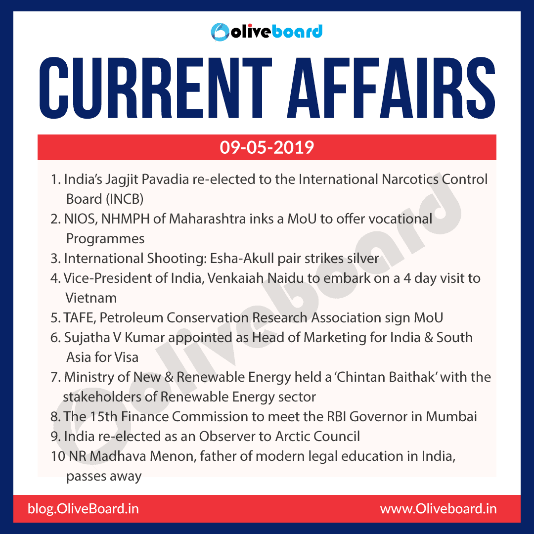 Current Affairs 09 May 2019