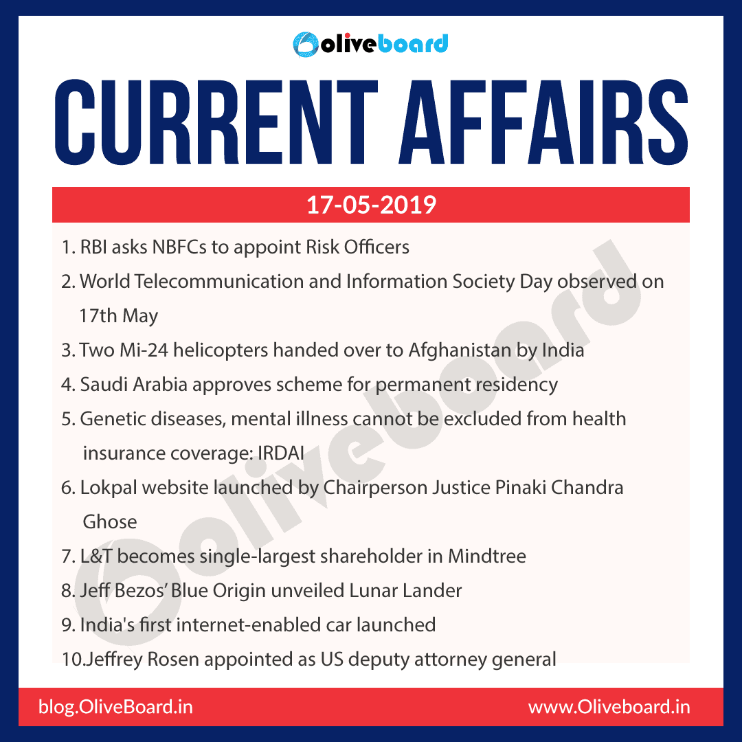 Current Affairs 17 May 2019
