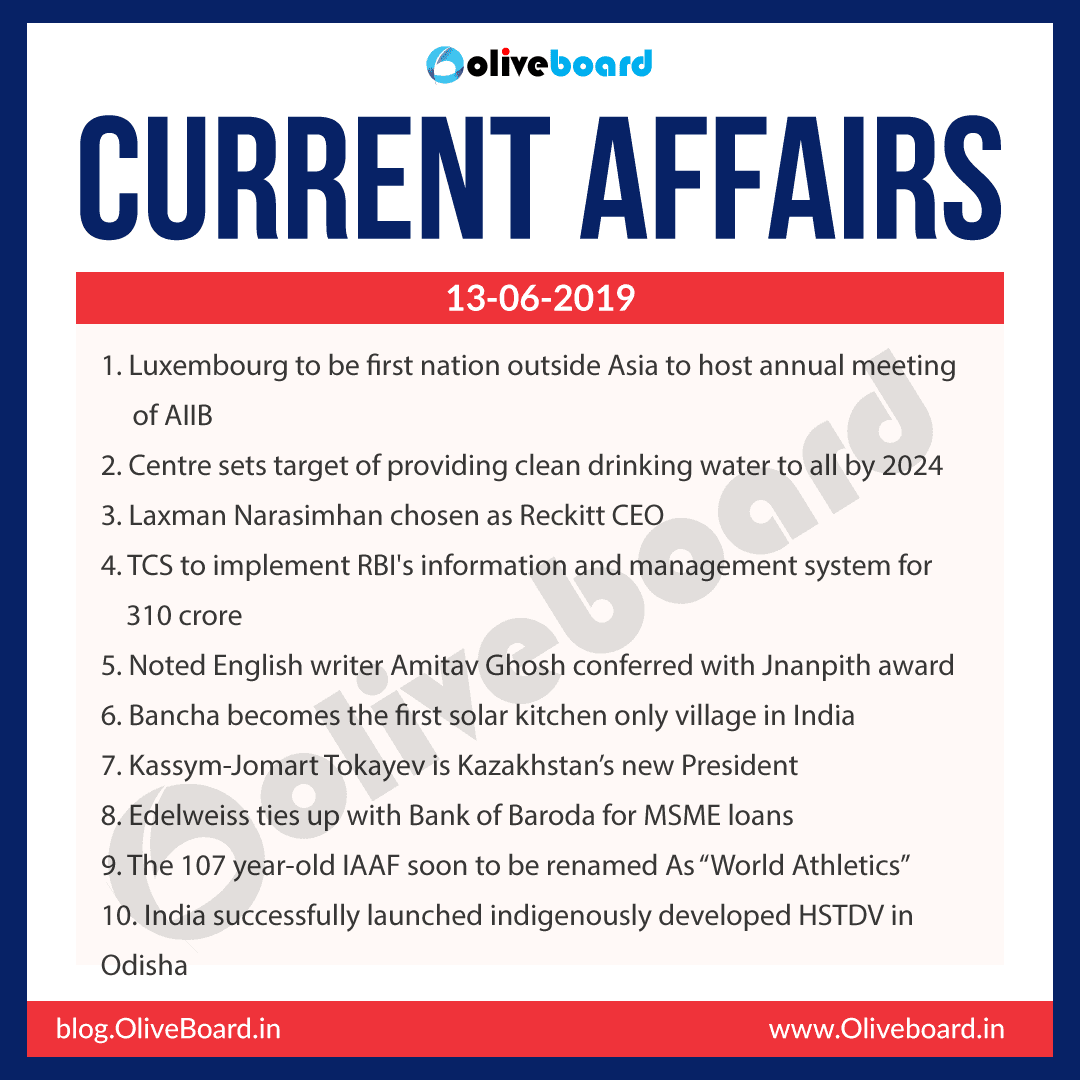 Current Affairs 13 June 2019