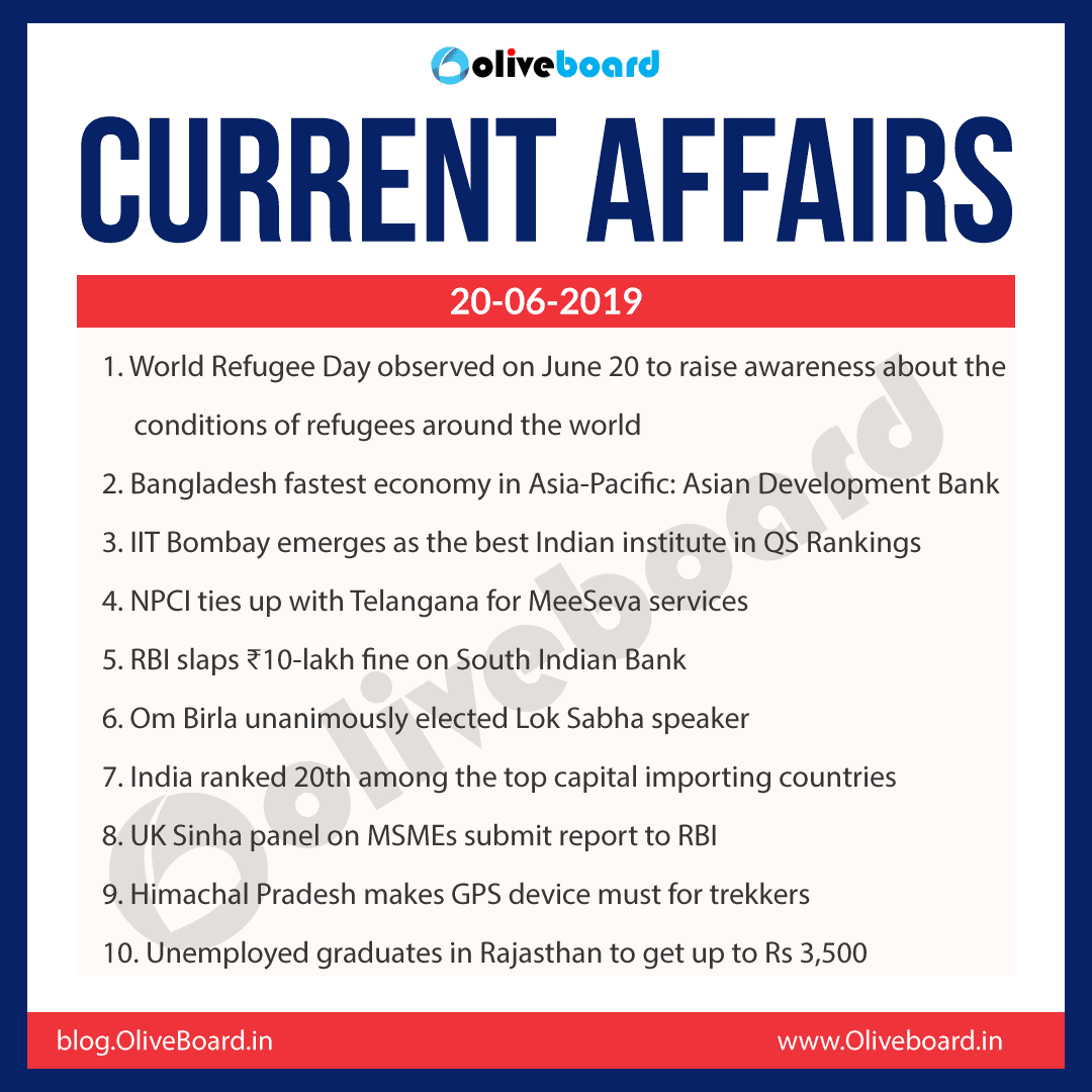 Current Affairs 20 June 2019