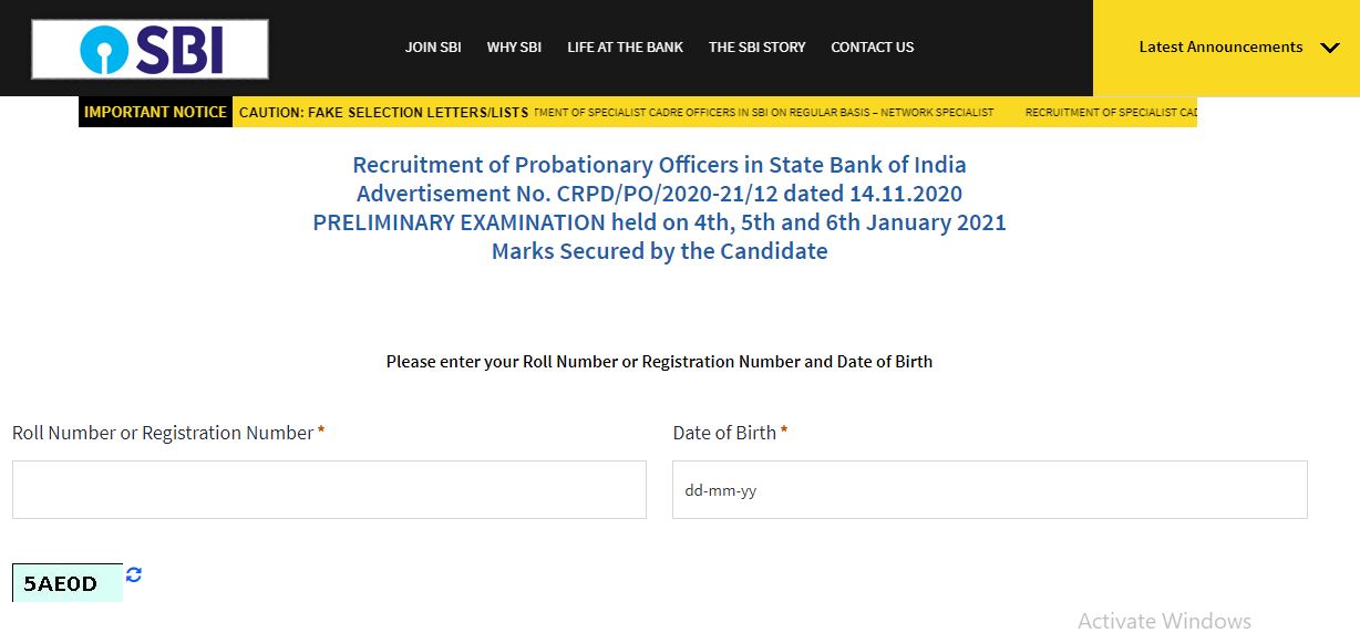 sbi po result prelims 2020