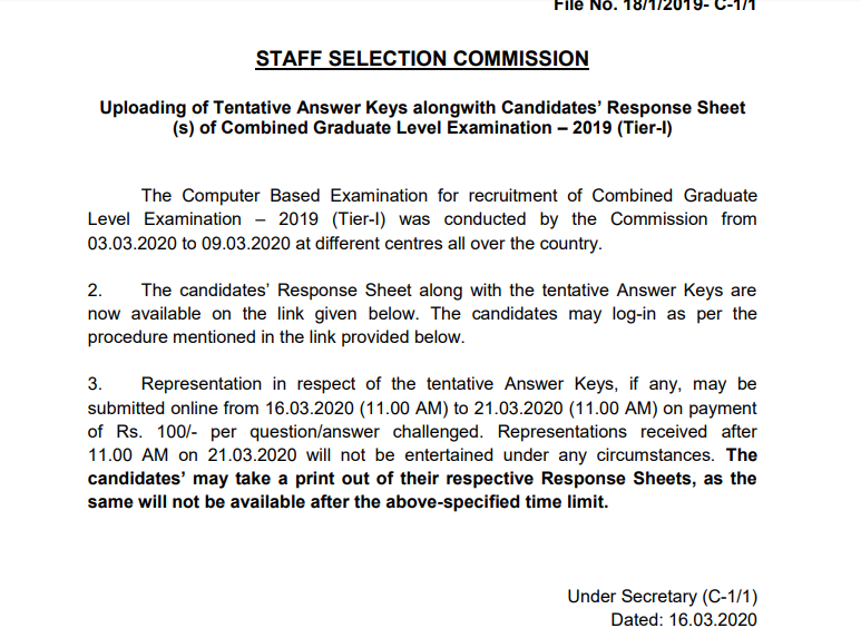ssc cgl answer key
