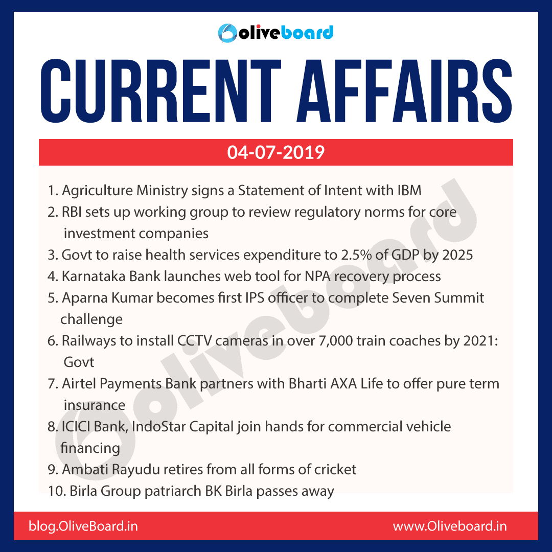 Current Affairs 04 July 2019