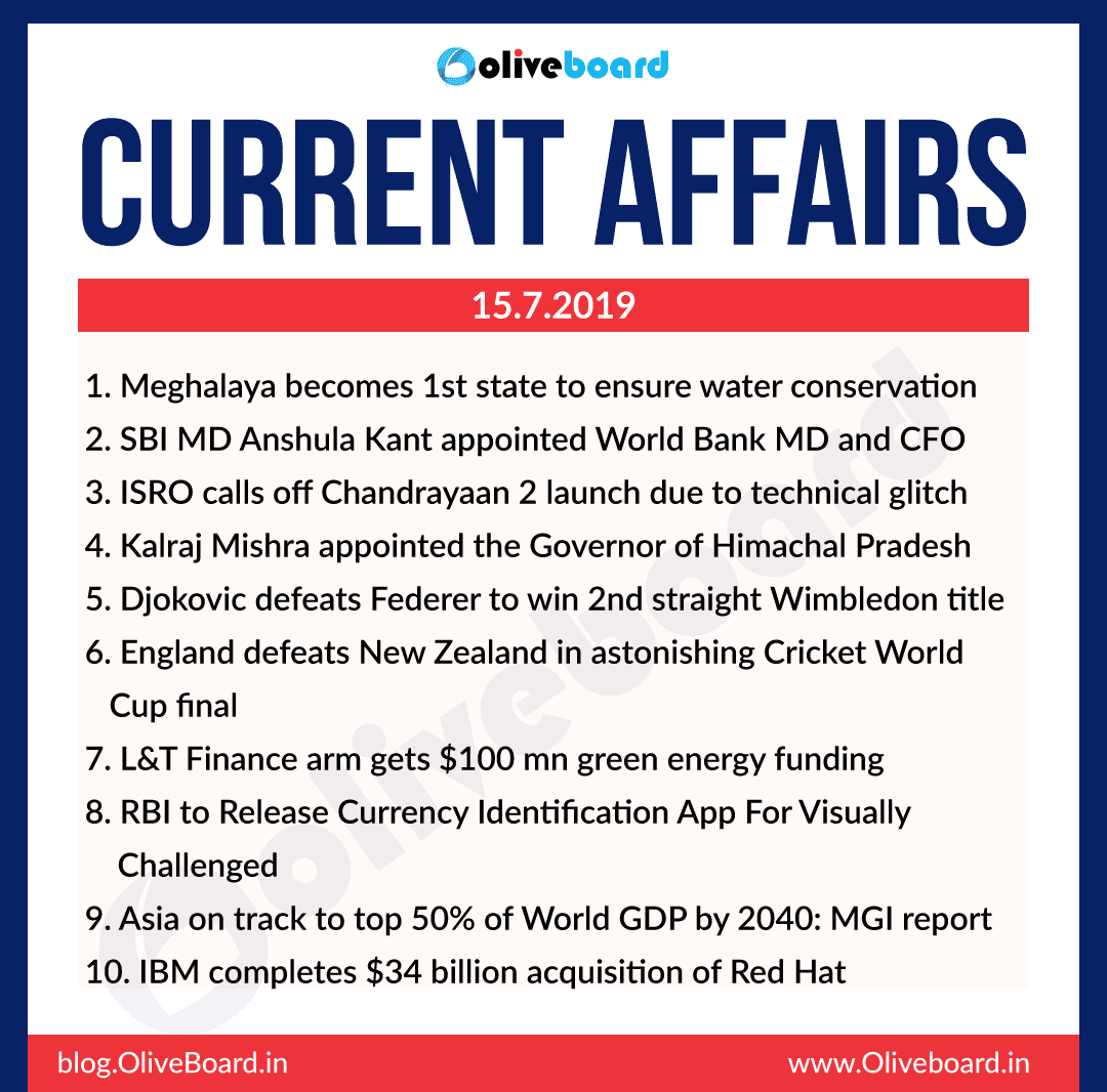 Current Affairs 15 July 2019
