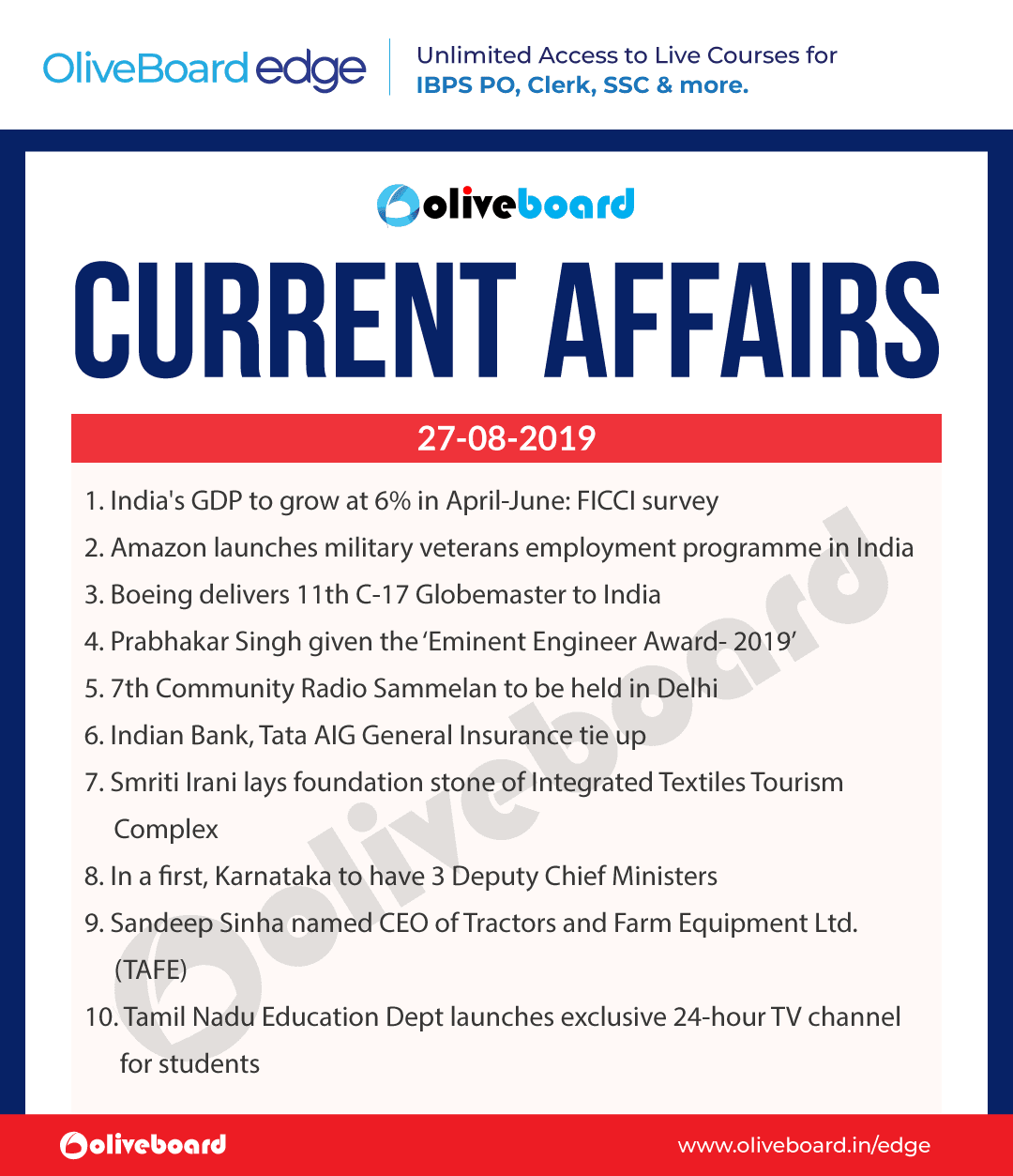 Current Affairs 27 Aug 2019