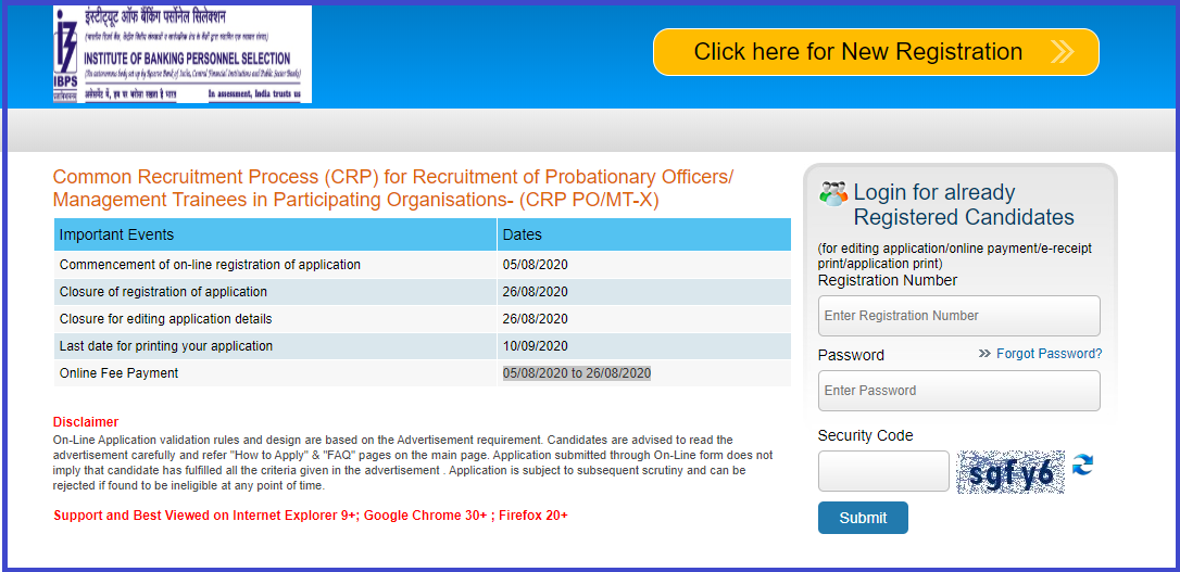 IBPS PO 2020 Apply Online Link Activated Apply Now