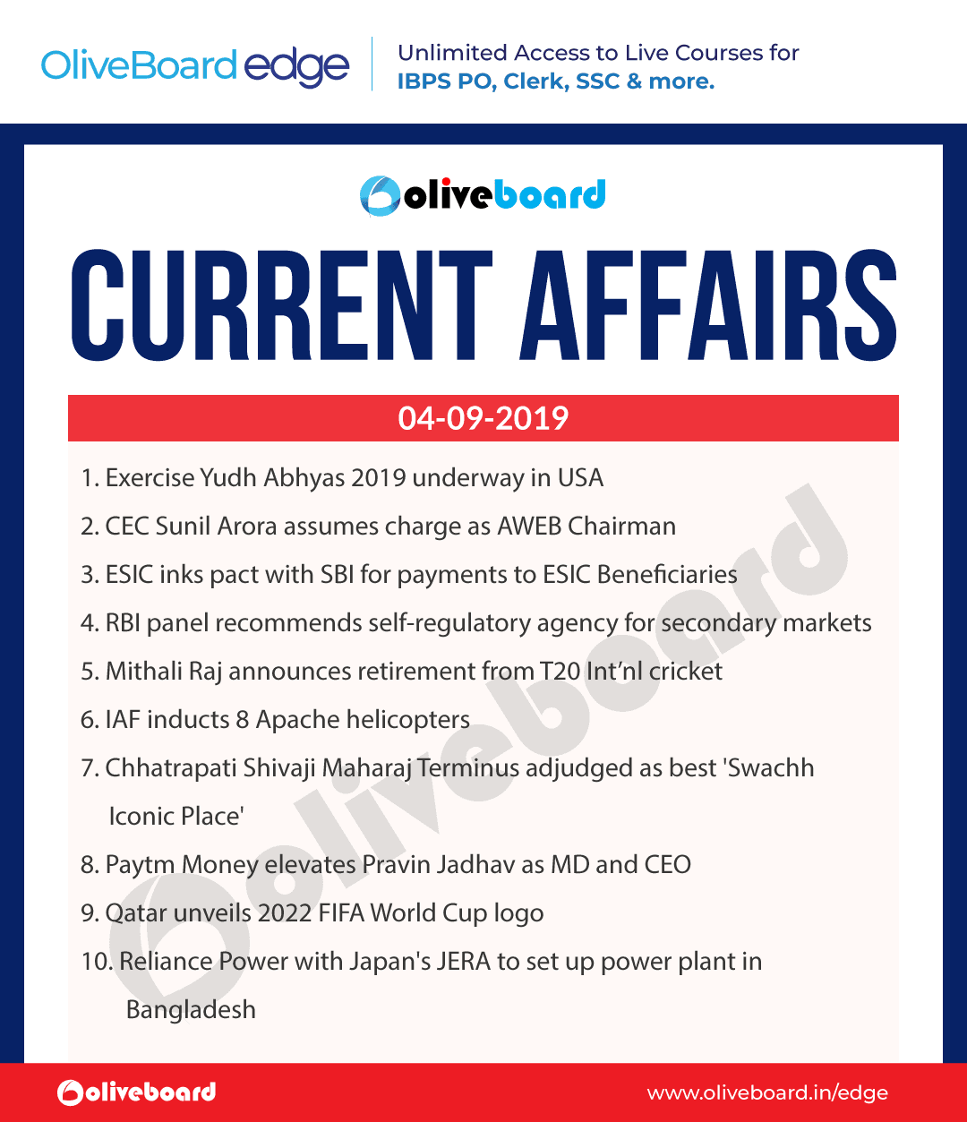 Current Affairs 04 Sep 2019