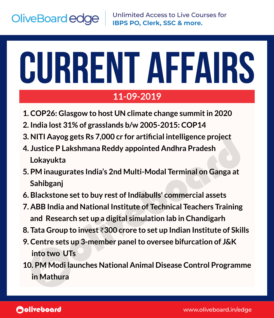 Current Affairs 11 Sep 2019