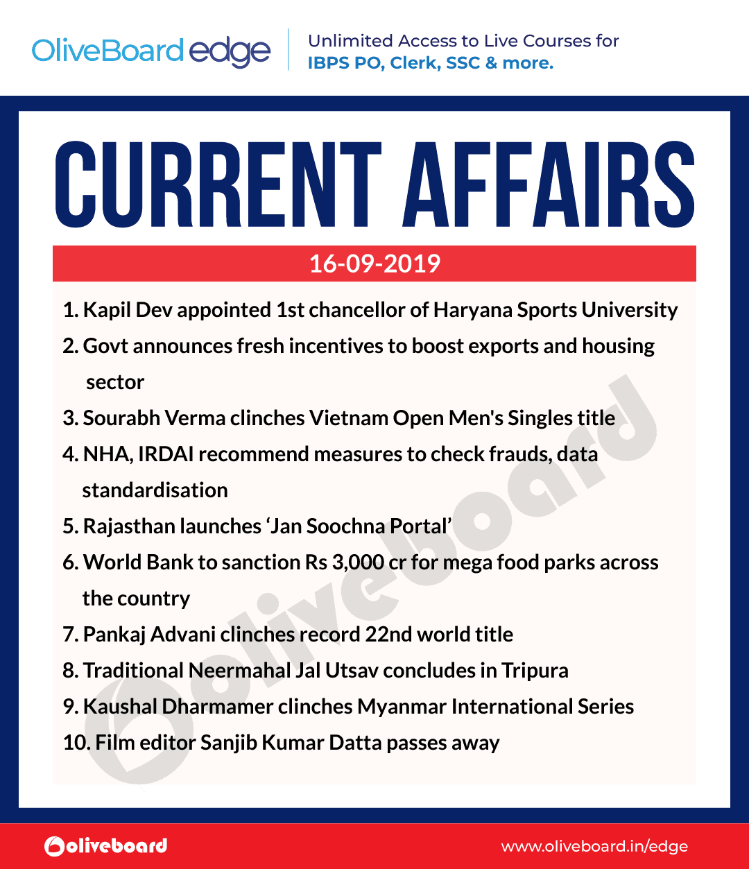 Current Affairs 16 Sep 2019