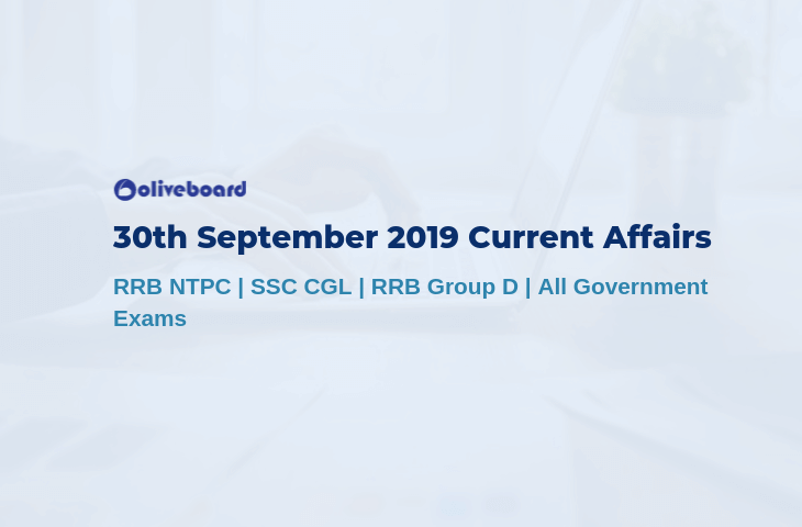 30th September 2019 Current Affairs