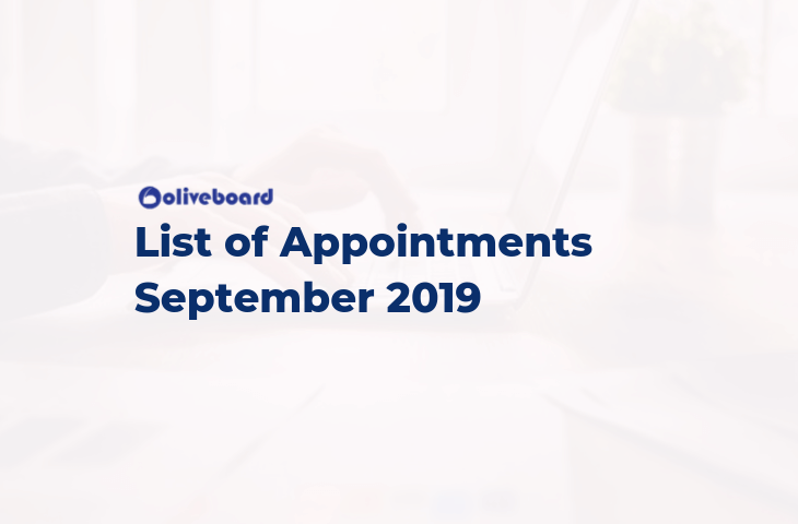 Appointments September 2019