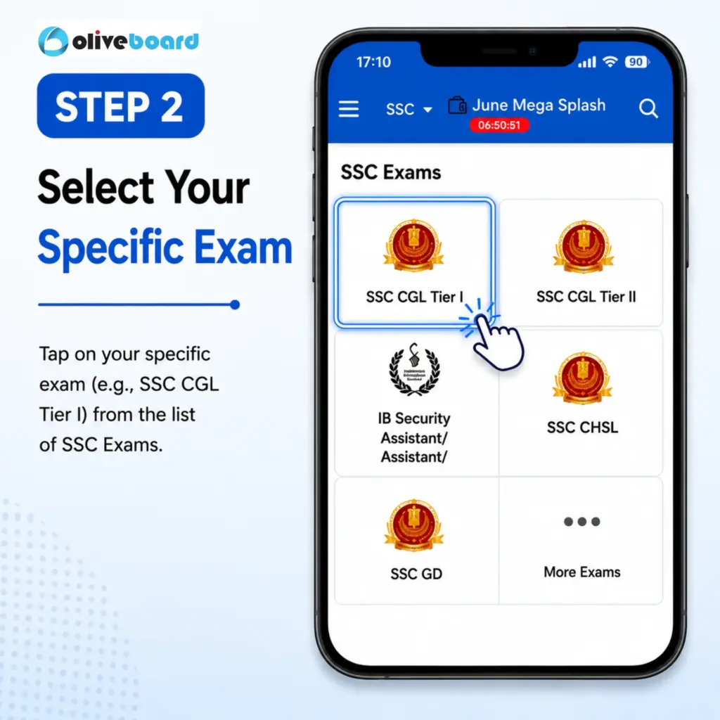 Step 2 to access SSC Vocabulary Flash Cards is to select your exam