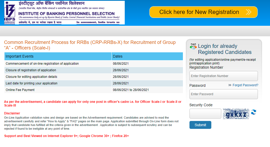 IBPS RRB PO Apply Online