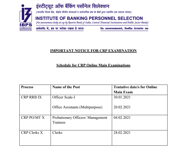 IBPS RRB Exam Date