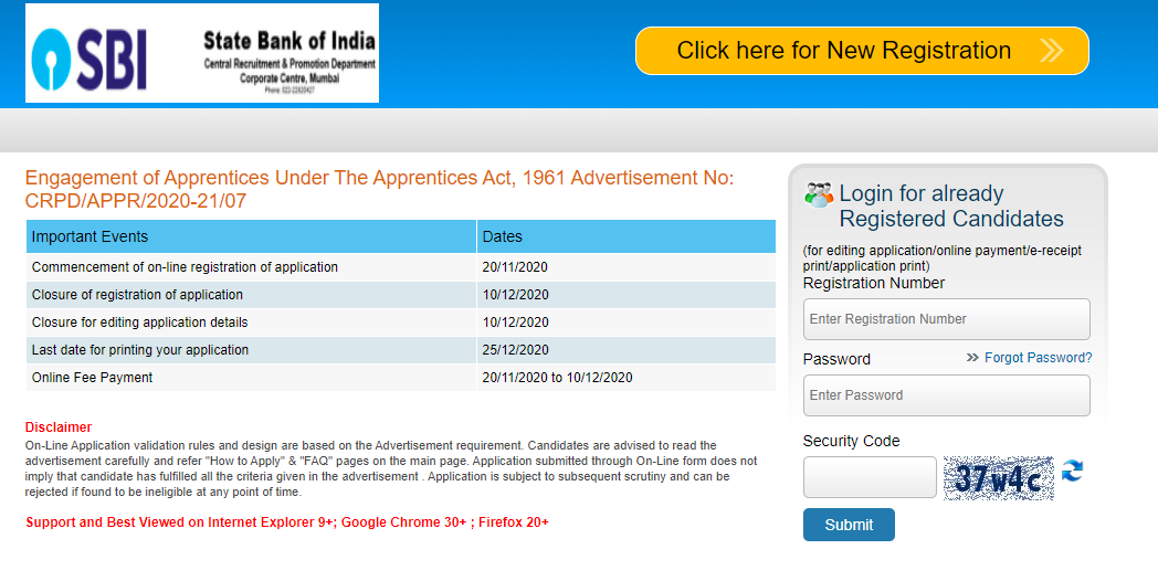 SBI Apprentice Apply Online