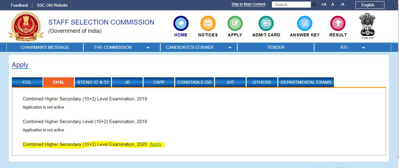 ssc chsl apply now
