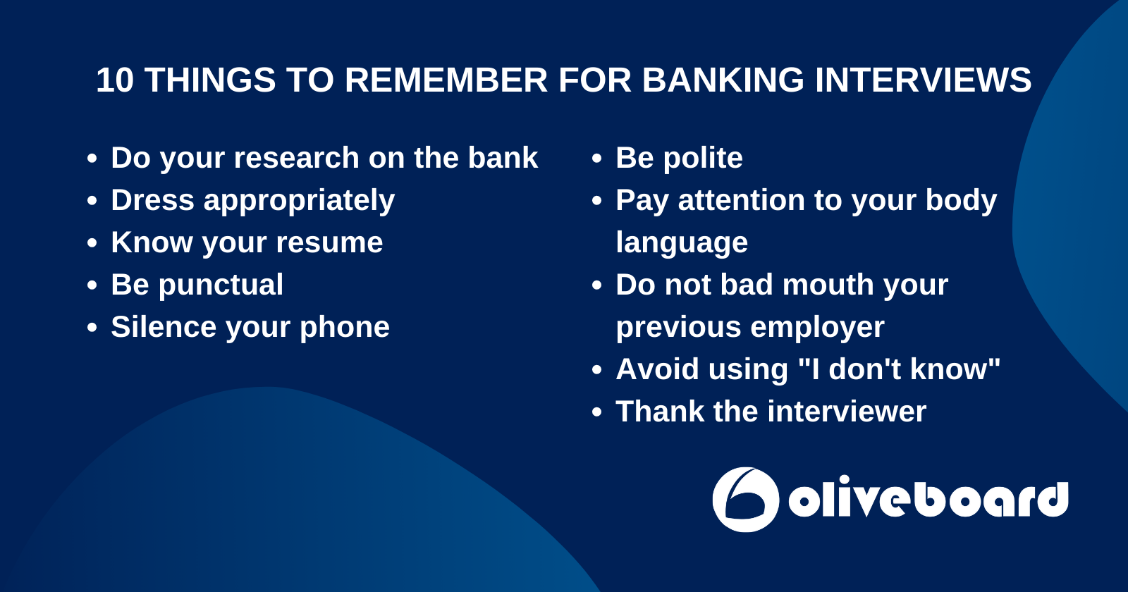 banking interviews tips