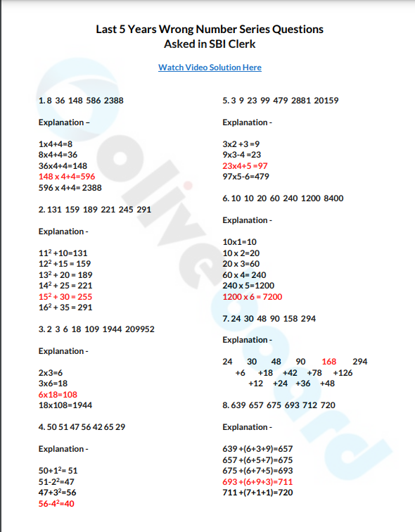 SBI Clerk Previous Year Reasoning Questions