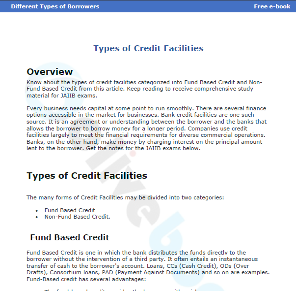 types of credit facilities