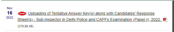 ssc cpo 2022 answer key