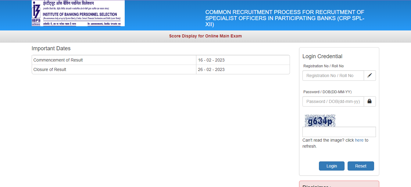 IBPS SO Mains Score Card and Cut-Off 2023