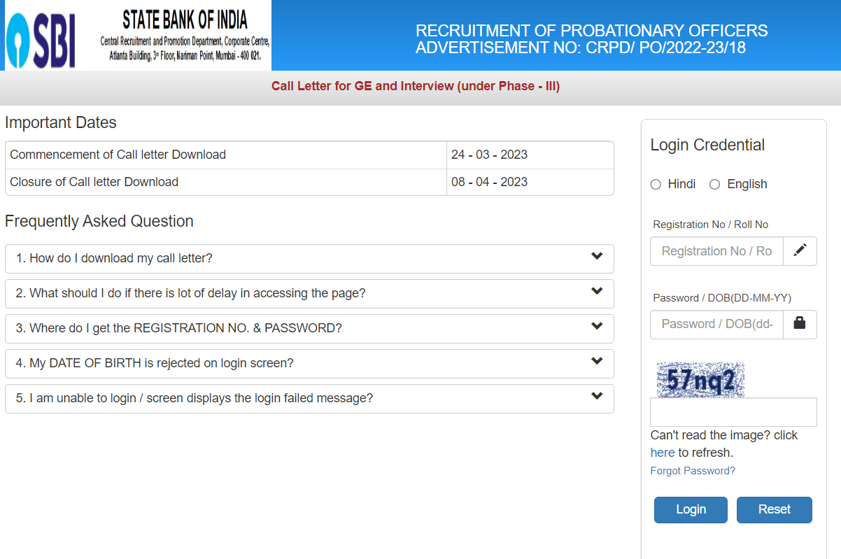 SBI PO Interview Call Letter 2023 