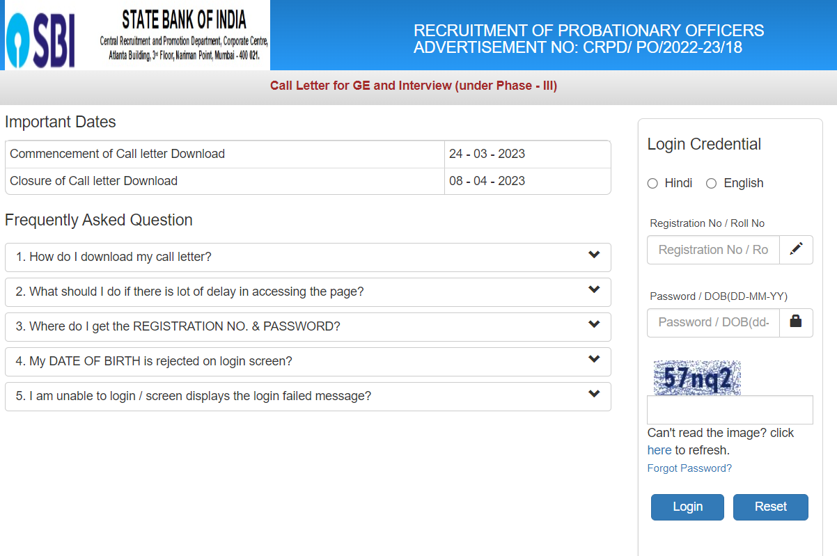 SBI PO Interview Call Letter 2023