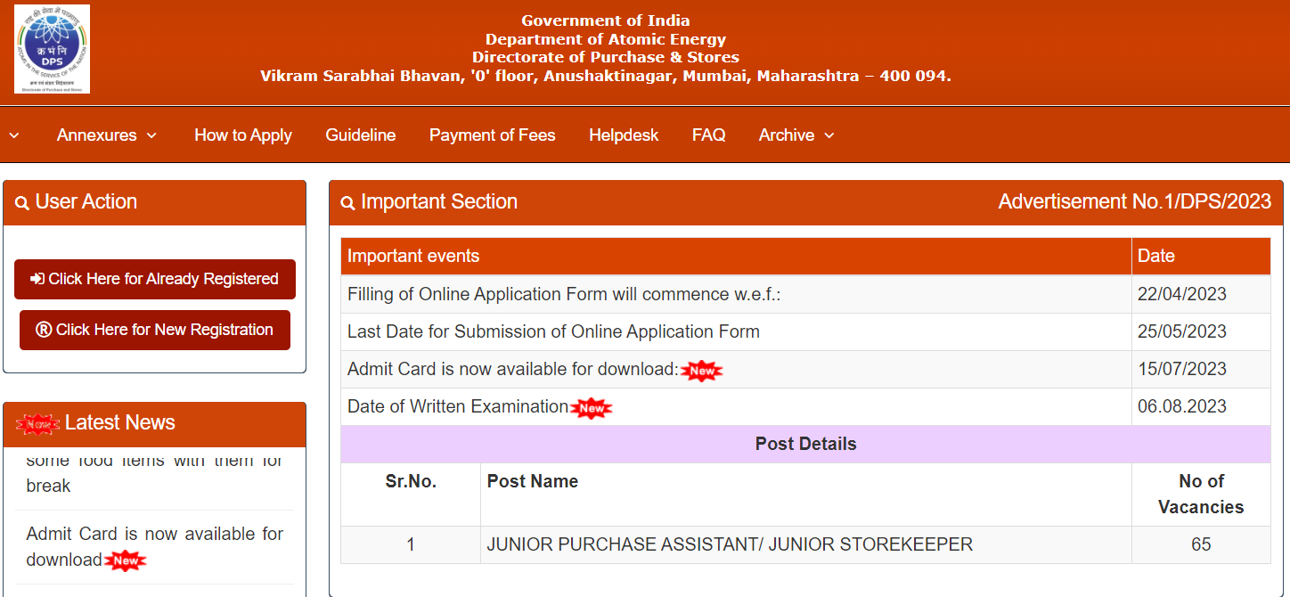 DPS DAE Admit Card 2023