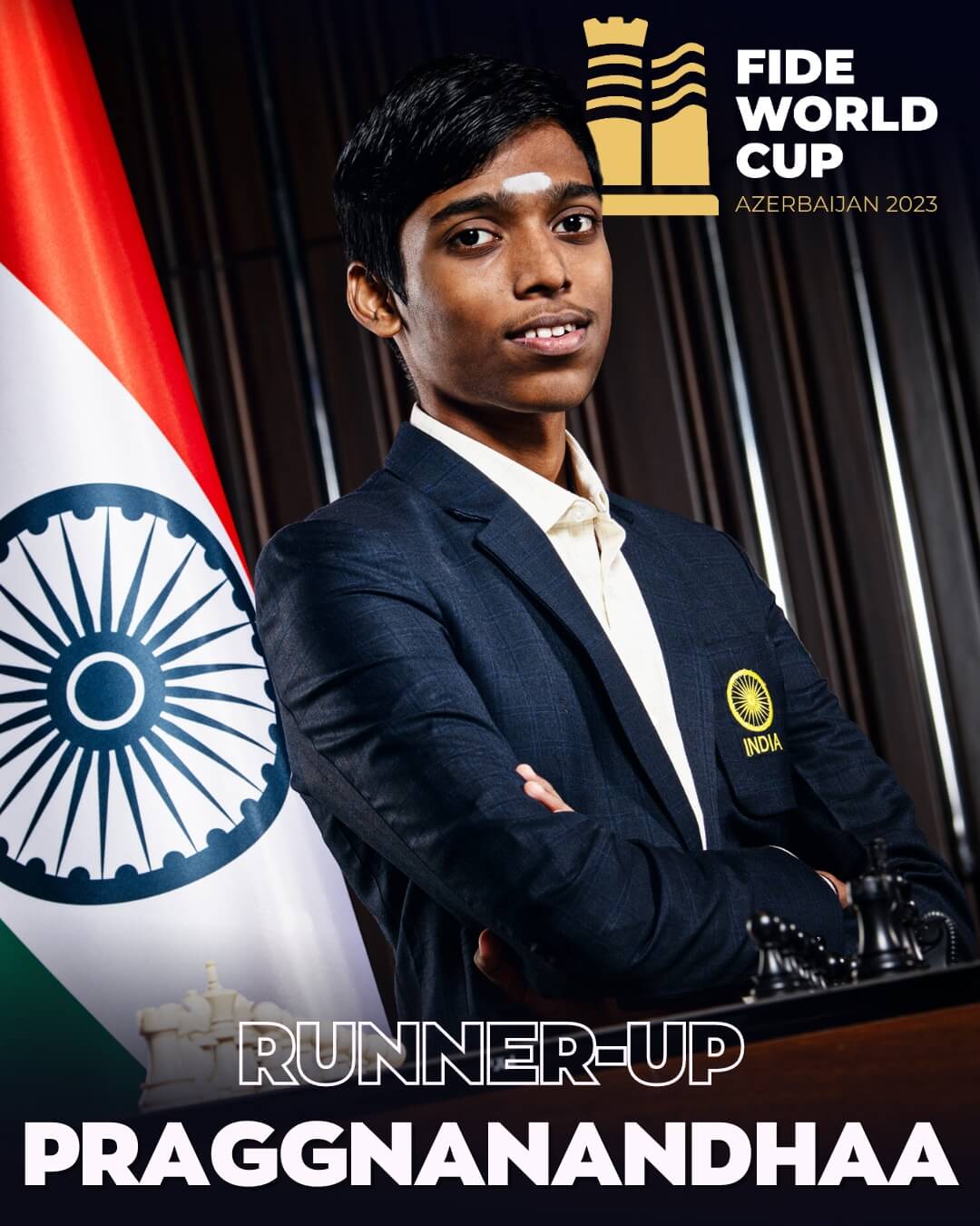 In a gripping culmination to the Chess World Cup 2023, Rameshbabu Praggnanandhaa secured the second position.