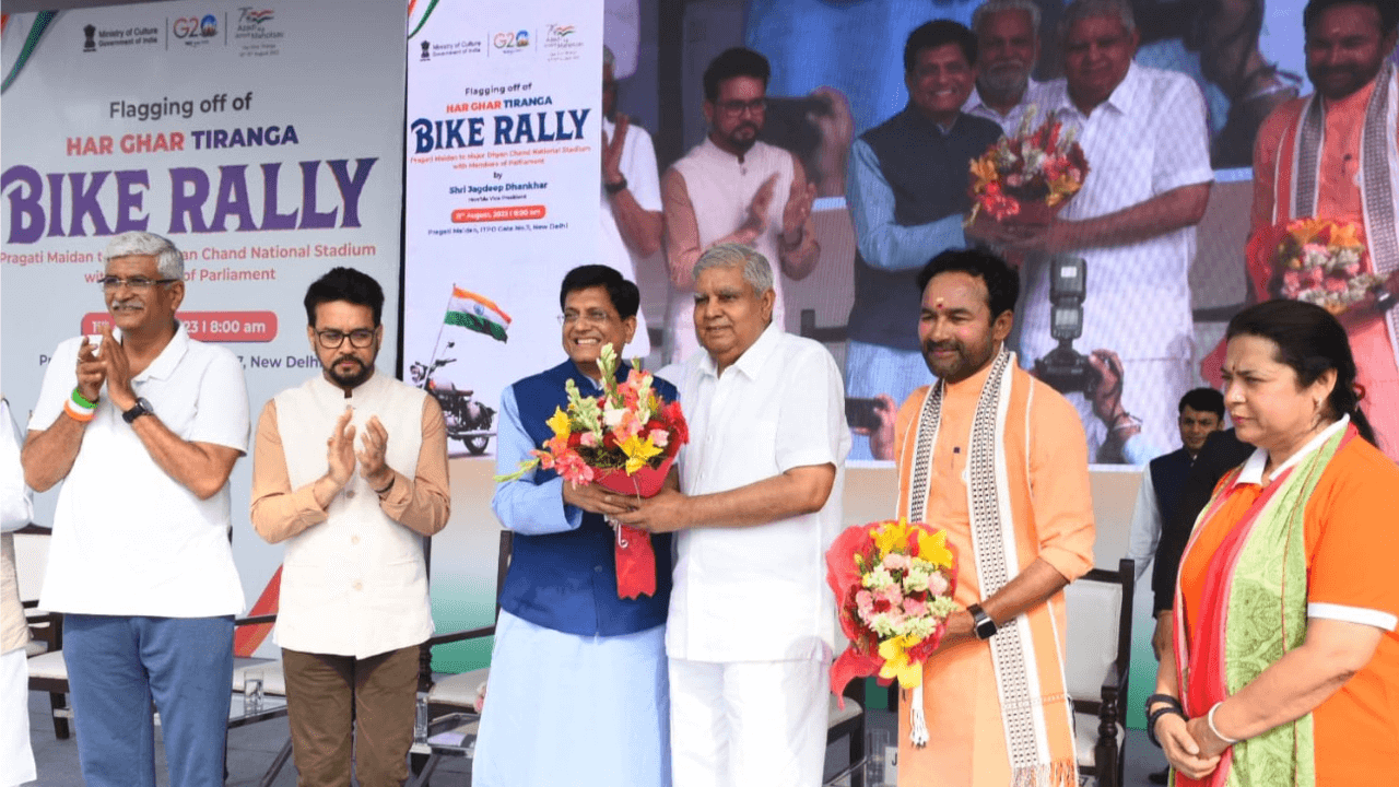 Vice-President Flags off Har Ghar Tiranga Bike Rally at Pragati Maidan