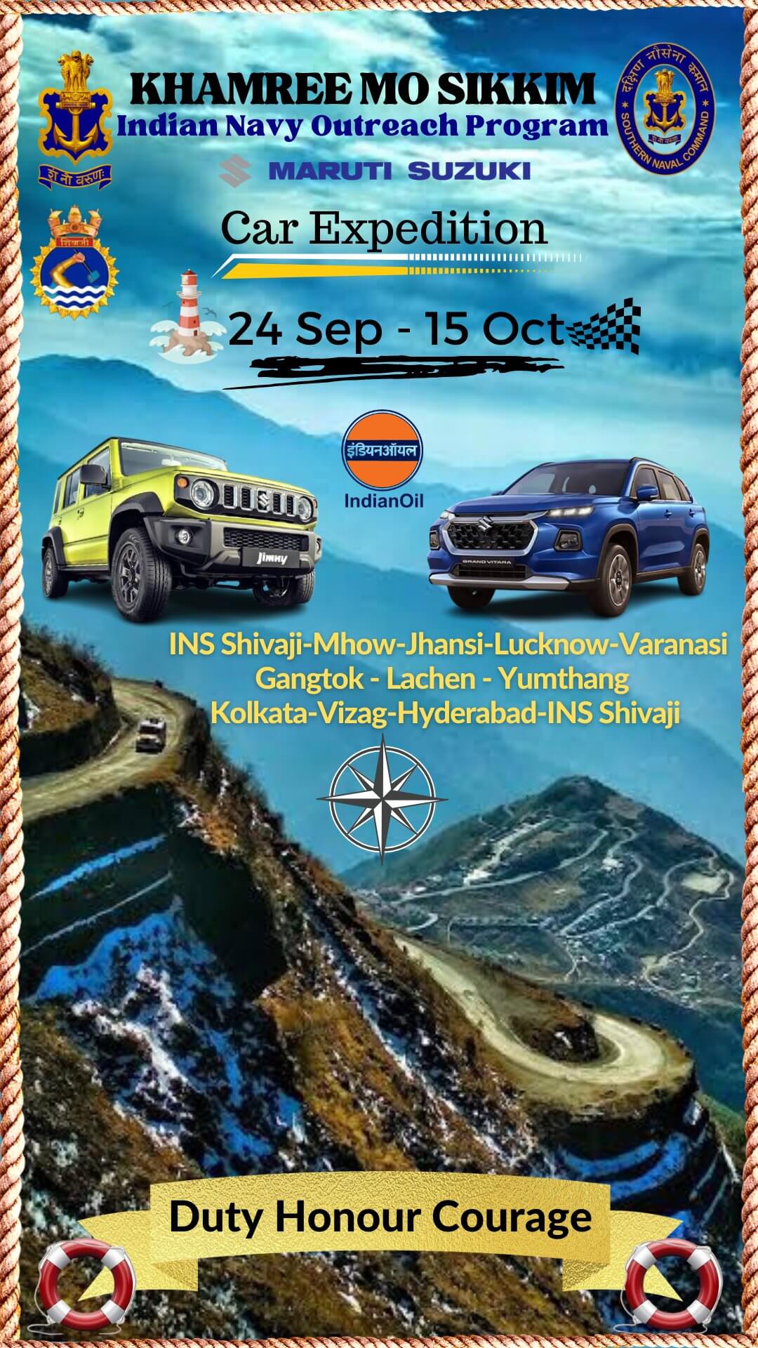 Motor Car Expedition, Khamree Mo Sikkim! (Hello Sikkim) from INS Shivaji
