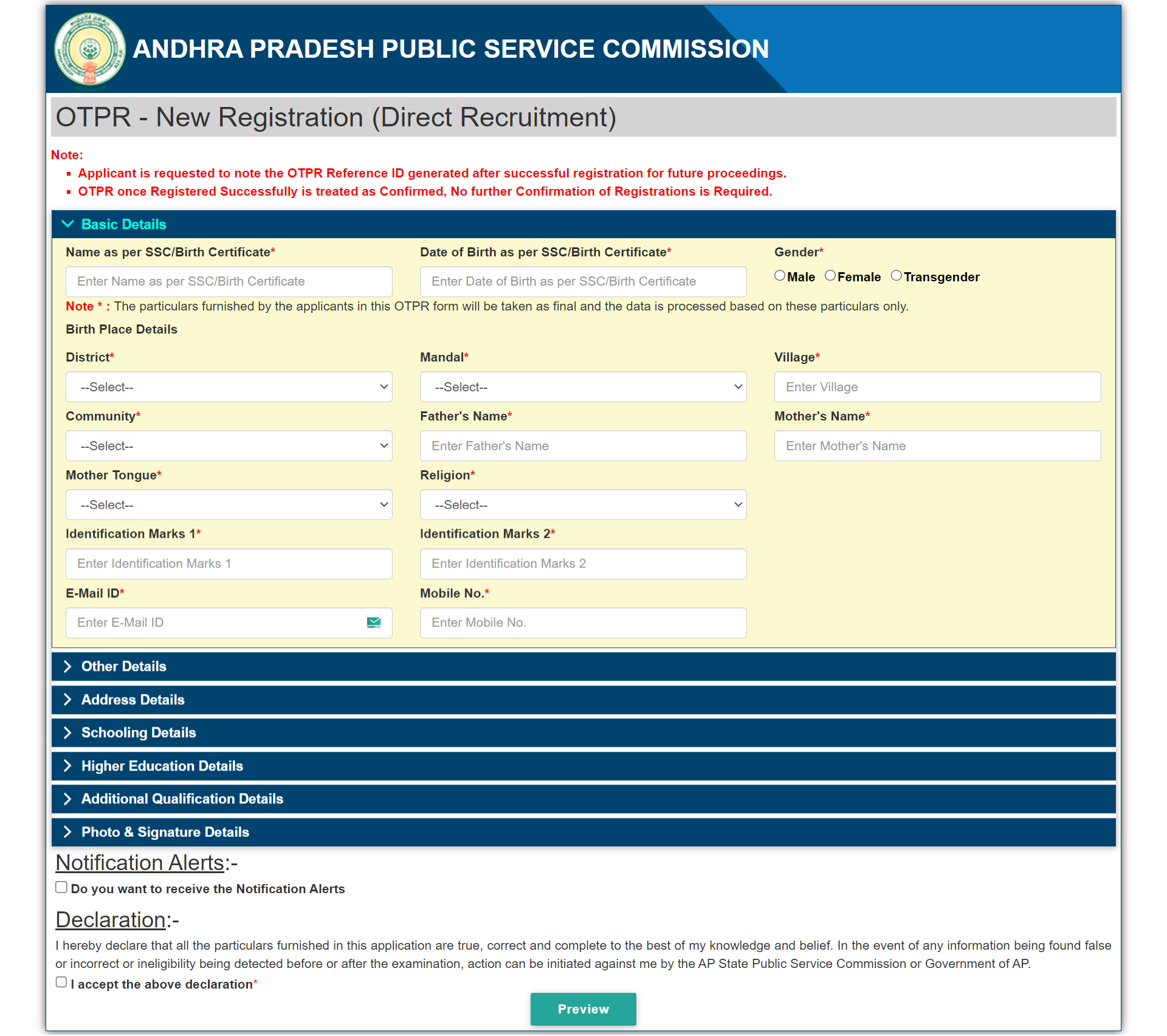 One-Time Registration for APPSC Group 2 Online Application