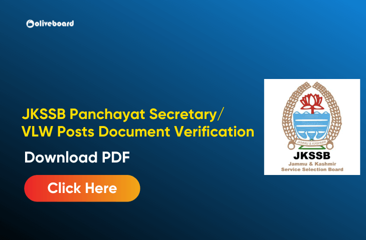 JKSSB Panchayat Secretary/ VLW Posts Document Verification