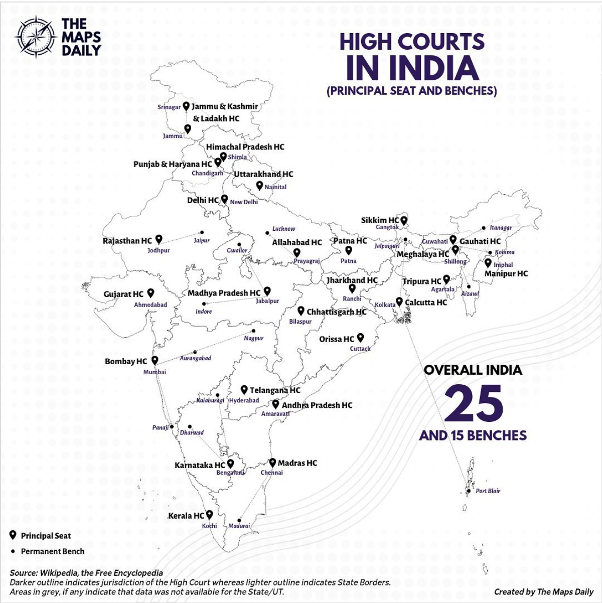 High Courts in India Map Location