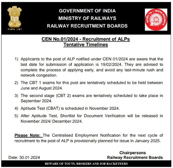 RRB ALP Exam Date 2024 Out, Check the Exam Schedule