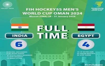 India finished in 5th spot in the inaugural FIH Hockey's Men's World Cup Oman 2024 in Muscat after defeating Egypt