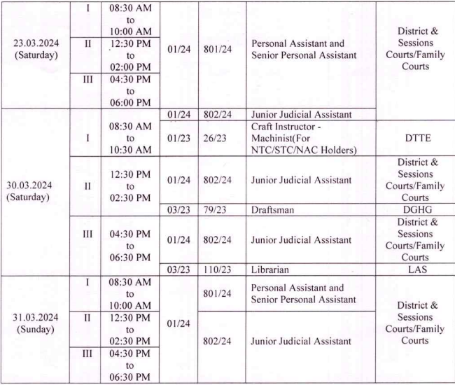 DSSSB Exam Schedule