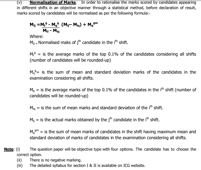 ICG Navik GD Exam Marks Normalization