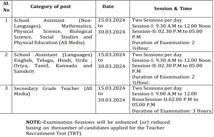 AP DSC School Assistant Exam Date