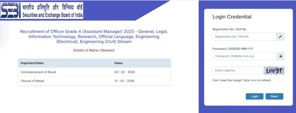 SEBI Grade A score card released