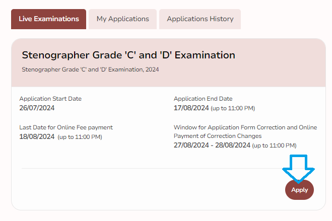 SSC Stenographer Form Fill Up 2024